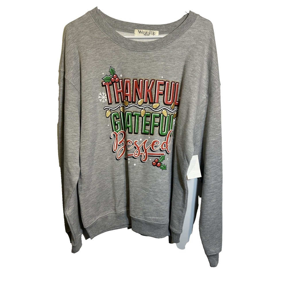 wound up womens long sleeve christmas sweat shirt top size large 11 13‎